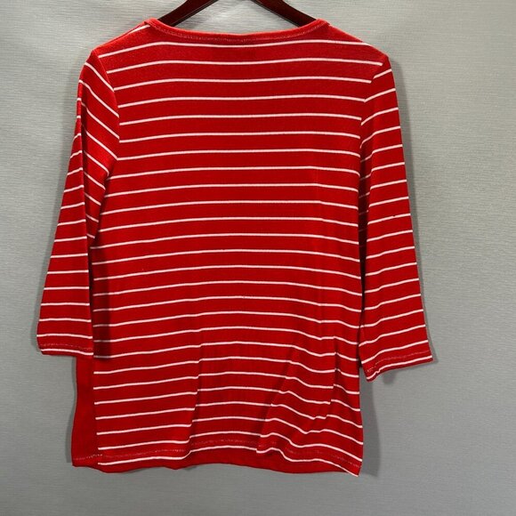 Onque Casual Sweater Womens Medium Ugly Christmas Xmas Red Stripe Elk Embellish - Picture 6 of 7